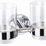 | CALIBER brass double tumbler holder with two glasses | Al Wadi Sanitary Wares Company January 2022